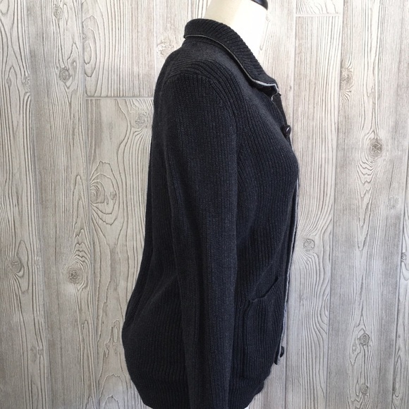 Nautica Gray Cardigan Sweater Mock Neck Button Up Small - Picture 4 of 9